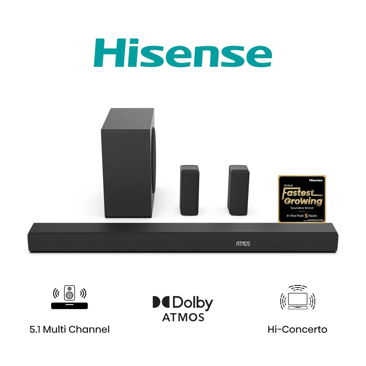Barra de Sonido Hisense AX5100Q 580 W Negro - Image 6