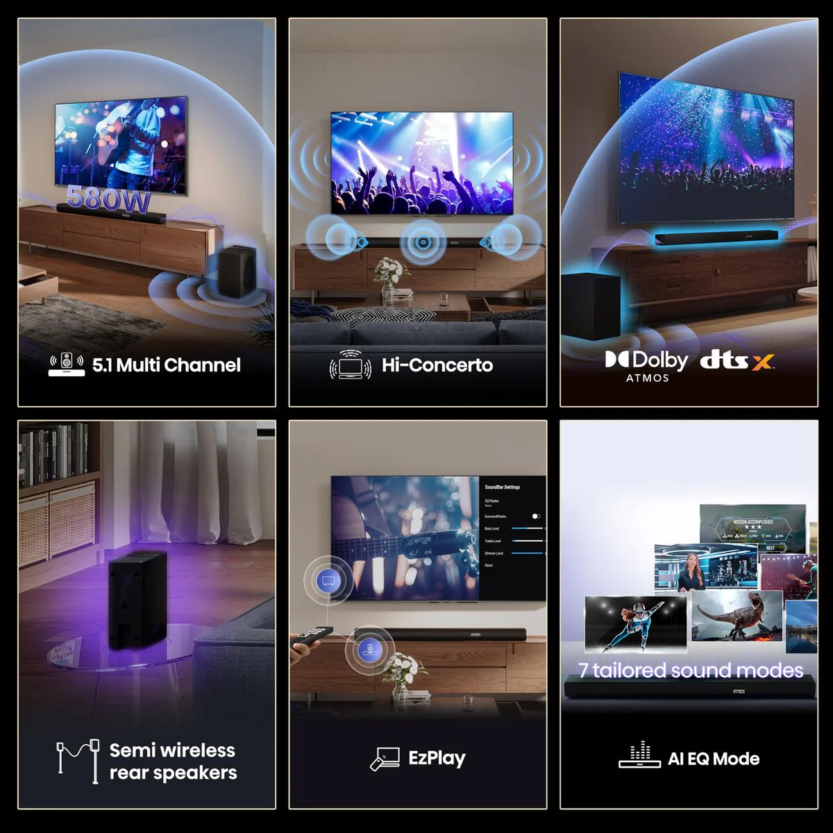 Barra de Sonido Hisense AX5100Q 580 W Negro - Image 9