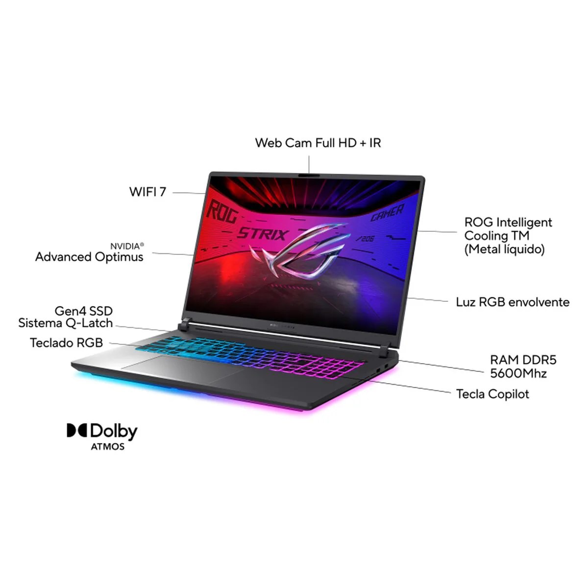 Laptop Asus ROG Strix G18 G815LP-S9034 17" intel core ultra 9 275HX 32 GB RAM 1 TB SSD nvidia geforce rtx 5070 Qwerty Español - Image 3