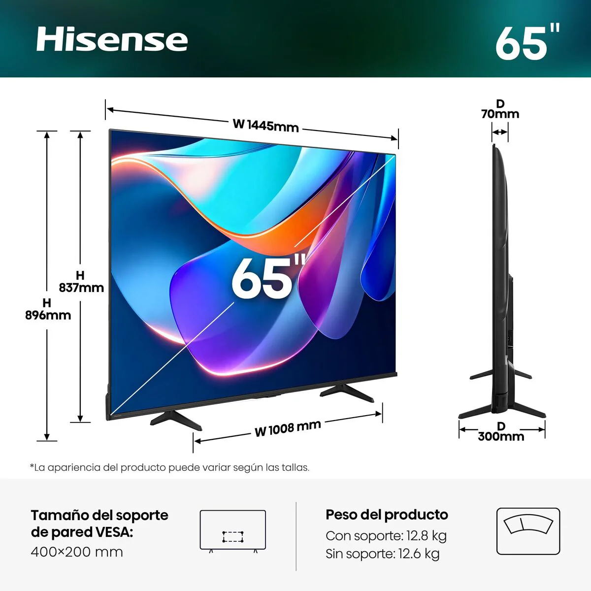 Smart TV Hisense 65A6S 3840 x 2160 px 65" DTS DVB-T2 DVB-S2 - Image 2