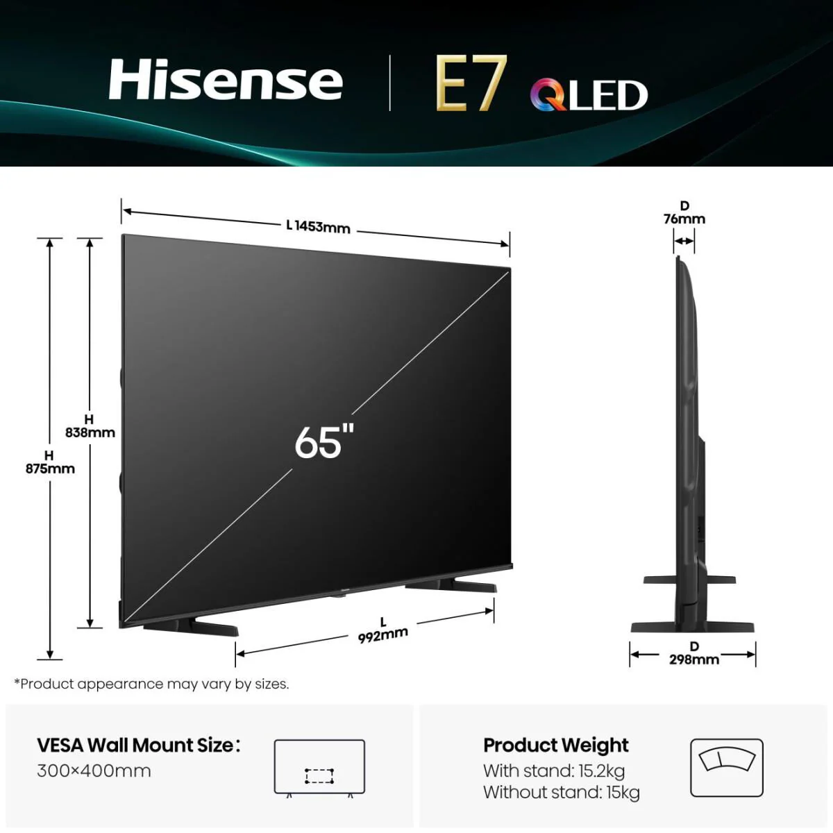 Smart TV Hisense 65E77Q       65 65" 4K Ultra HD HDR QLED - Image 3