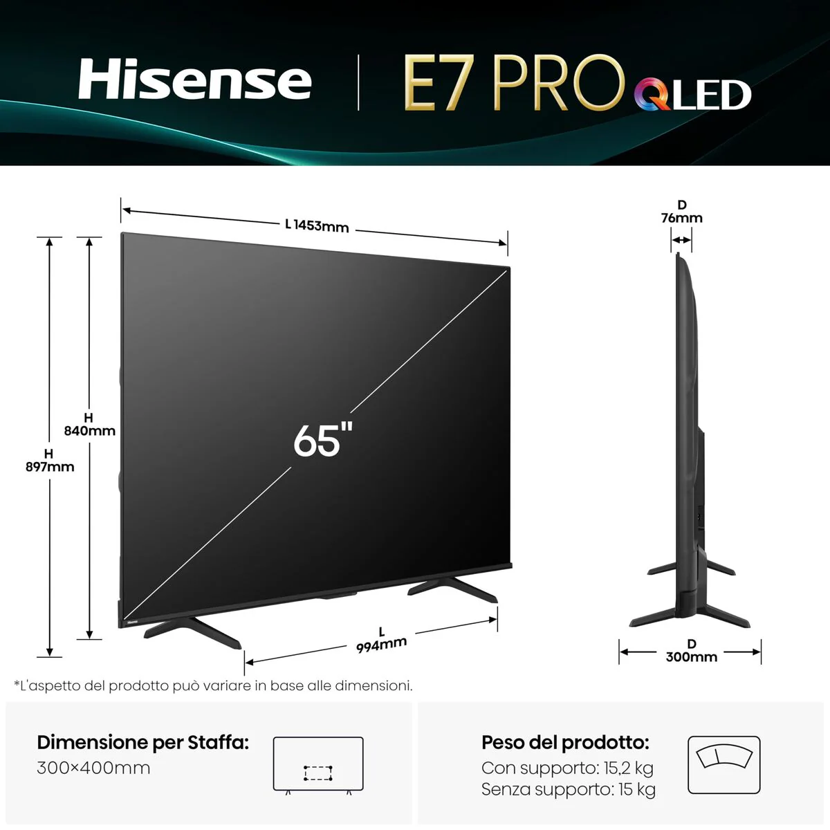 Smart TV Hisense 65E7Q PRO 4K Ultra HD 65" LED HDR D-LED QLED - Image 2