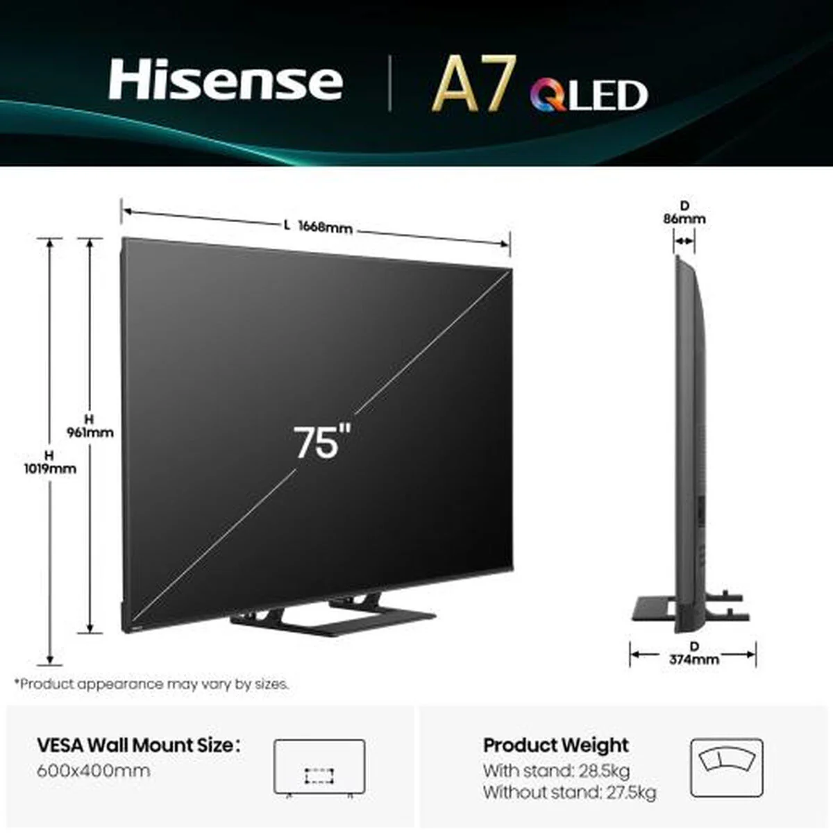 Smart TV Hisense 75A7Q 75" 4K Ultra HD LED HDR D-LED QLED - Image 3
