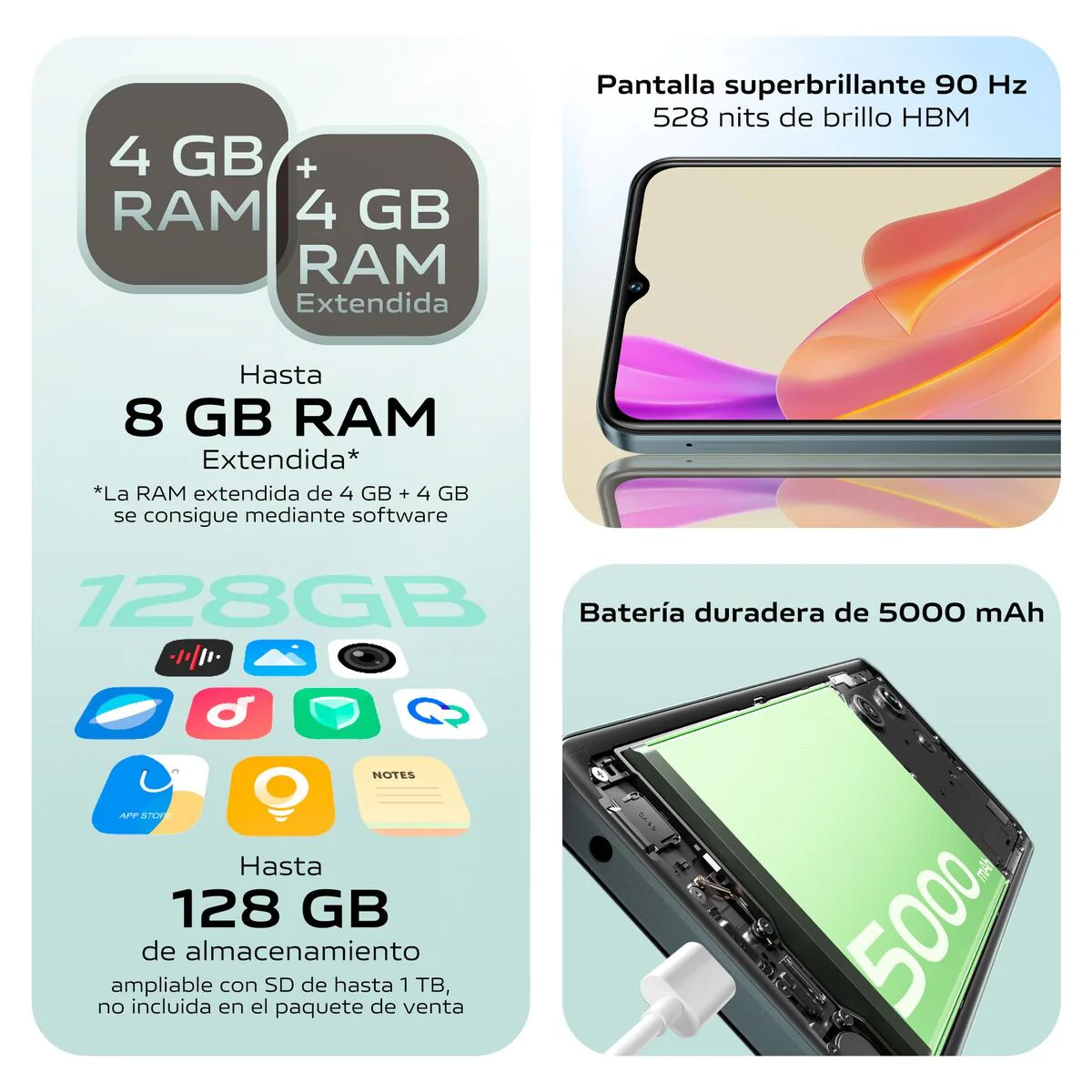 Smartphone Vivo Y03 6,56" Octa Core MediaTek Helio G85 4 GB RAM 128 GB Negro - Image 8