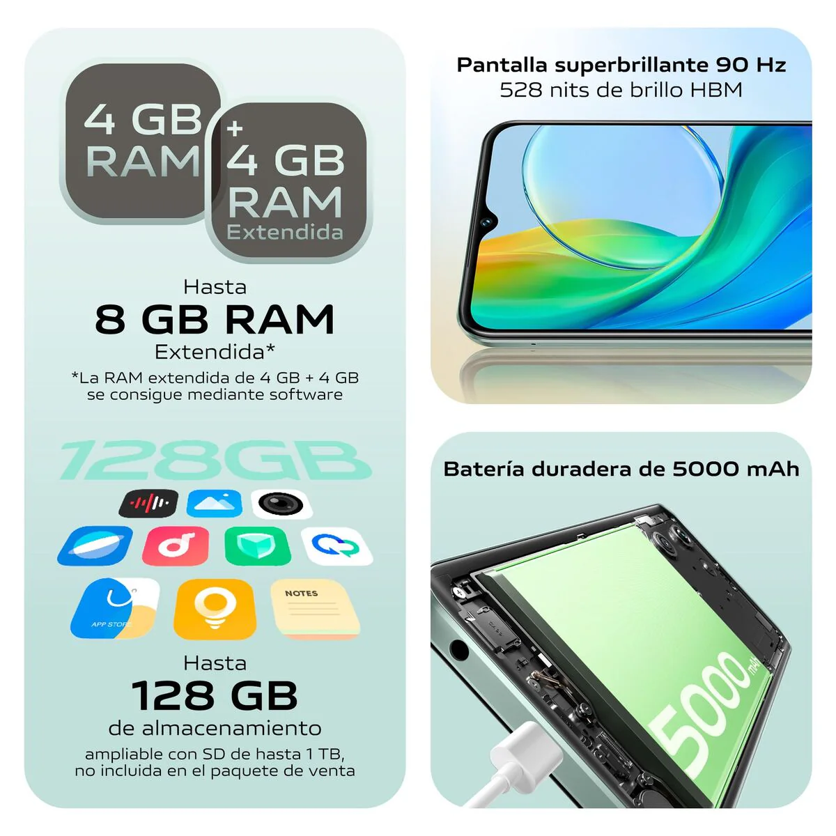 Smartphone Vivo Y03 6,56" Octa Core MediaTek Helio G85 4 GB RAM 128 GB Verde - Image 9