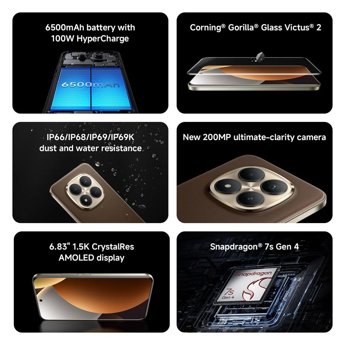 Smartphone Xiaomi REDMI NOTE 15 PRO PLUS 6,83" Octa Core Qualcomm Snapdragon 7s Gen 4 8 GB RAM 256 GB Marrón - Image 4